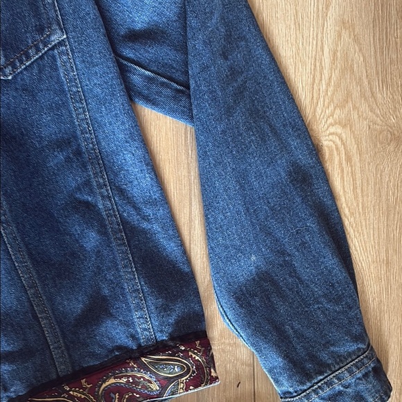 Blue and Red Jean Jacket with Decorative Trim - Picture 5 of 9